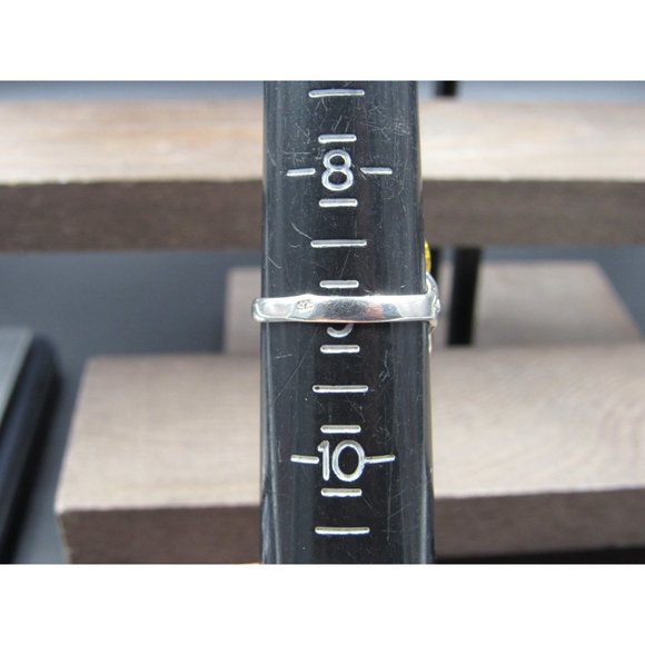 Size 9 Sterling Silver Triple Amber Floral Design Band Ring Vintage Statement - Picture 6 of 8